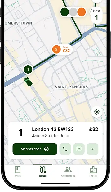 App showcasing the mark as done feature on the navigation screen